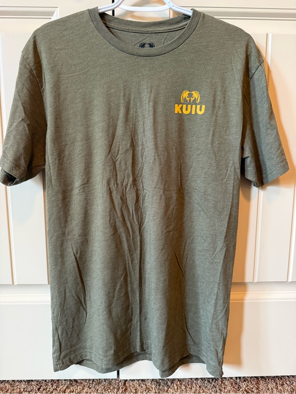 KUIU Olive Green Short‑Sleeve Logo Tee with Yellow Emblem